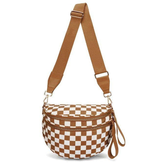 SF221010 Nylon Checker and Solid Color Sling/Crossbody Bag